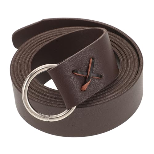 Medieval Viking Belt with Half Ring Closure PU Strap for Historical Reenactments Renaissance Costume Accessory Timeless Design Deep
