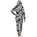 chaqlin Adult Onesie Pajamas Day of the Dead Fashion Zipper Sleepwear Skull Rose Print Women Onesie Halloween Costume Jumpsuit for Men One Piece Pajamas Playsuit with Pockets, Size 4XL