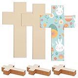 GARVALON 30 Stück Holzscheiben Kreuzform aus Unbehandeltem Holz Glatte...