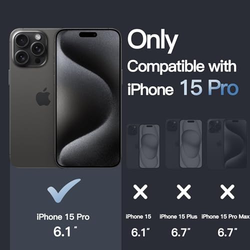 Image of JETech Cover Case for iPhone 15 Pro 6.1-Inch, Non-Yellowing Shockproof Phone Bumper Cover, Anti-Scratch Clear Back (Black)