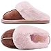 KuaiLu Chausson Femme Hiver Peluche Fourrure Chaud Pantoufles Mouton Retourné Doublure Charentaise Confort Voute Plantaire Memory Foam Slippers Antidérapant Semelle Rose 39