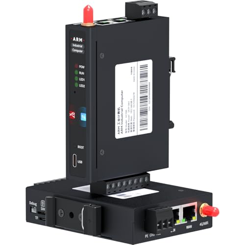 Pandapi EC100 ARM Industrial PC con NodeRed NeuronEX, Mini PC Rk3506J 3 Processore Cortex-A7 512M+4G, Sistemi Open Source, 2RS485 1LAN 1WAN 2CAN FD, -40℃~85℃ funzionante (LAN+4G)