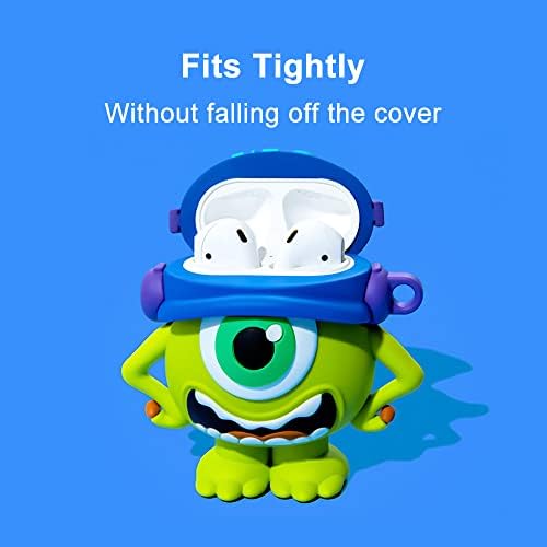 Viwind Silicone Airpods 3rd Generation Case Cover with Carabiner Keychain Hook,Cute Funny Unique 3D Anime Airpod 3 Case,Shockproof Protective Skin Case Cover Support Wireless Charging-Monster Mike