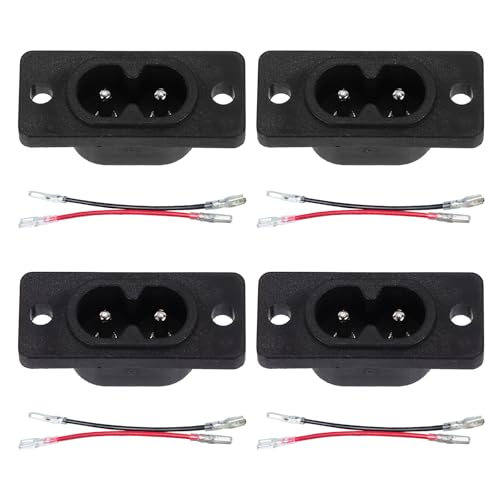 sourcing map C8 Panel Mount Plug Adapter AC 250V 2.5A 2P IEC Plug Power Straight W 2 Wire 4 Pcs