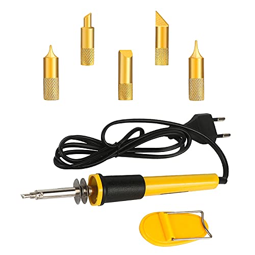 Wood Burning Kit with Replaceable Points 5 Pcs Woodburning Tool for Embossing Carving Pyrography Electric Wood Burner Soldering Iron with Metal Pen Tips - Burning DIY Craft Set for Adults Women Men