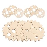 TIDTALEO 10pcs Wooden Gear Blanks and Blank Wood Circles, 10cm Diameter, Unfinished Woodcraft Pieces for DIY...