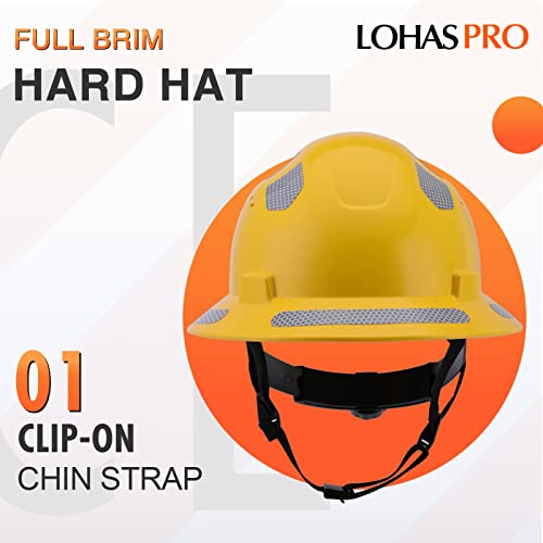 Full Brim Hard Hat Vented Lohaspro Ansi Z89.1 Yellow Hard Hat Cascos De Construccion 4 Pt Hard Hats Construction Osha Approved  Type I Class C Hardhats Men(Yellow,1-Pack) #TOP2