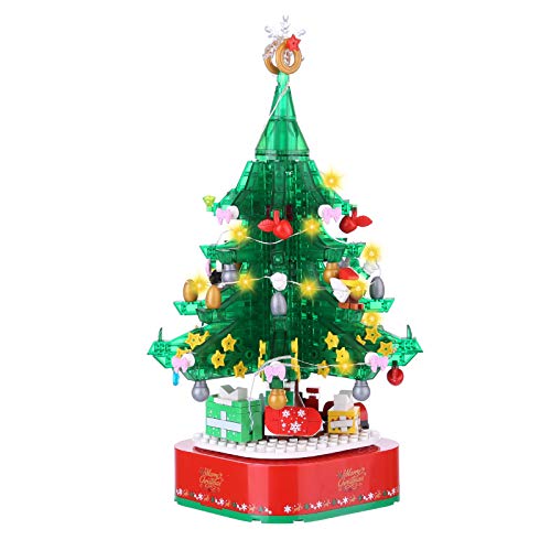 EAYOK Weihnachten Bausteine Bausatz mit Beleuchtung und Musikeffekt, 486 Teile Weihnachtsbaum Modell Bausatz, Kompatibel… – Bild 3