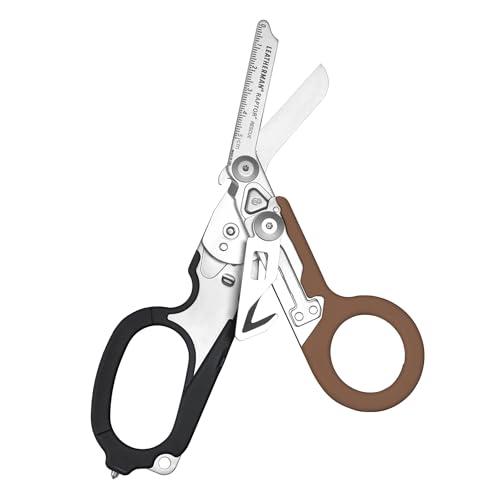 LEATHERMAN, Raptor Rescue, 6-in-1 Heavy-Duty Emergency/Trauma Shears with Carbide Glass Breaker & Strap Cutter, Made in the USA, Utility Holster Included, Coyote Tan/Black, With Utility Holster