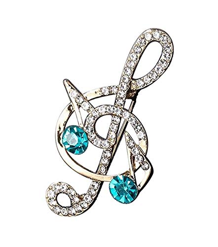 Broche bijou clé de sol doré & notes de musique.