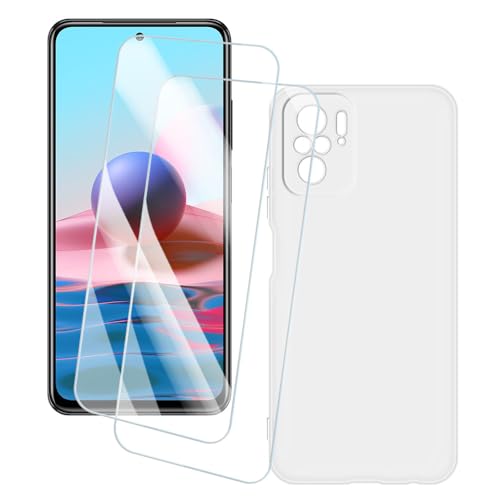 OAGELIM 2�Z�b�g �X�N���[���v���e�N�^�[ + �P�[�X Xiaomi Redmi Note 10 4G (6.43 �C���`) �Ƃ̌݊������� �A�[�e�B�X�e�B�b�N�J�X�^���v�����g�J�o�[�Ƌ����K���X�t�B���� �X�N���b�`�h�~ (����)