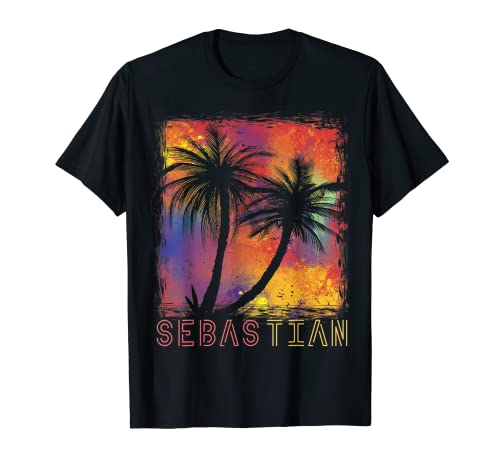 Sebastian Beach Surf Palmeras Florida Vacation Ocean Camiseta