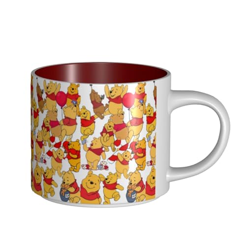 くまのプーさん セラミックマグカップ 食器 大容量コーヒーカップ 330ml 耐熱 おしゃれなマグカップ オフィスホーム用 プレゼントに最適 再利用可能 ギフト 男女兼用 Red