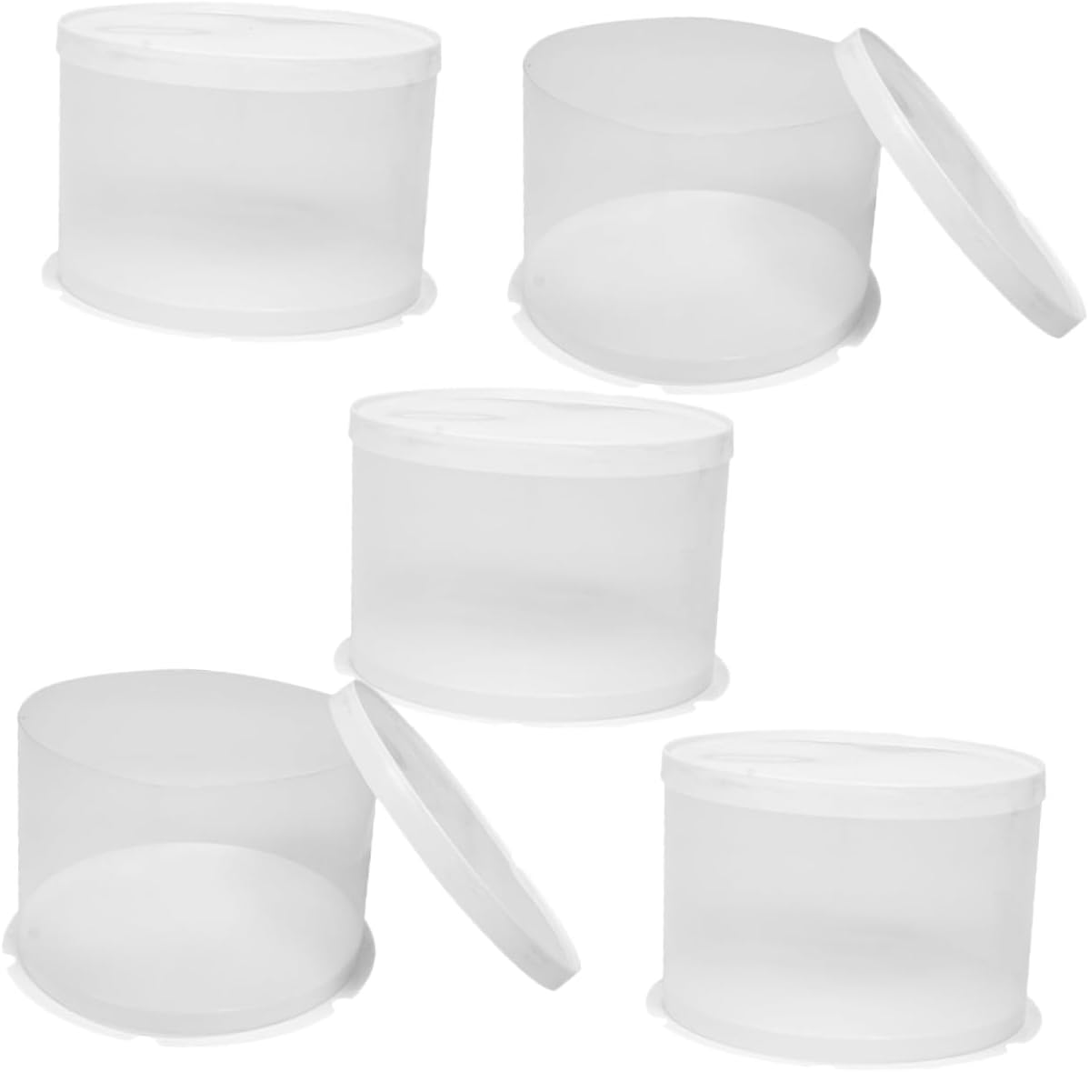 5pcs round Cake Boxes with Lids 8-inch Plastic Single-layer Birthday Cake Carriers for Delicate Preservation and Transport