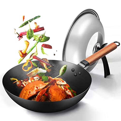 Wok de hierro grande para cocina doméstica 32 cm miniatura 3