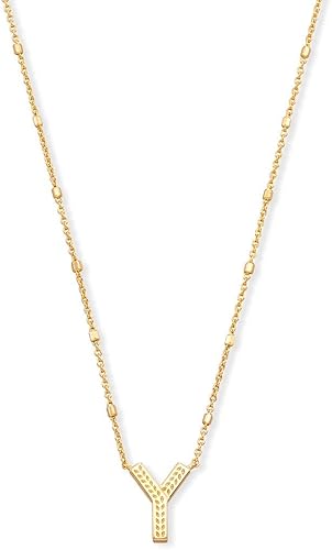 Kendra Scott - Collar con dije de letra, de la A a la Z, para mujer, joyería de moda, latón chapado en oro de 14 quilates
