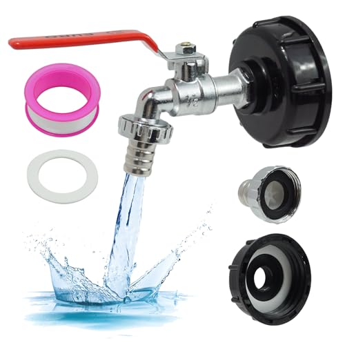 Robinet 1/2 pour Cuve 1000L, Compatible avec IBC, Adaptateur avec Raccord de Tuyau en Alliage et Soupape de Sécurité, Idéal pour Réservoirs, Systèmes...
