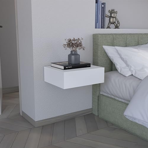 Floating Nightstand 5" H, Modern Wall-Mounted Bedside Shelf with Drawer,