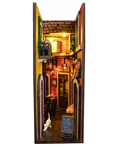 Minialley Italy Assembled And Painted Booknook, Bookshelf Insert, Bookshelf Alley, Book Nook, Wooden Diorama, Dollhouse Bookcase, Mini Europe, Prebuilt Bookcase Decor, Handmade Bookend #TOP1