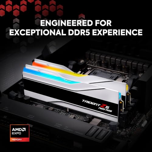 Image of G.SKILL Trident Z5 Neo RGB Series (AMD Expo) DDR5 RAM 32GB (2x16GB) 6000MT /s CL28-36-36-96 1.40V Desktop Computer Memory UDIMM - Matte White (F5-6000J2836G16GX2-TZ5NRW)
