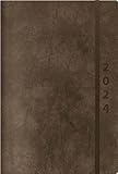 kalender leder personalisiert  ReLeather Daily anthrazit 2024: Terminplaner groß. DIN A5 Termin-kalender mit Vintage-leder und Tageskalendarium.