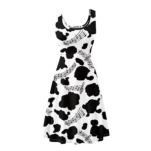 Image of Women's Casual Loose Sundress Midi Sleeveless Crewneck Dress Summer Beach Tank Dress with Pockets
