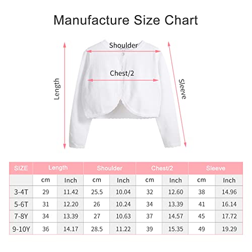 Kids Girls' Bolero Cardigan Shrug Sweater Cute Long Sleeve Sparkle Tops Open Front Knit Shrug,White, 9-10 Years #TOP5