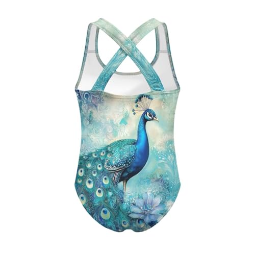 Image of WELLFLYHOM Girls Swimsuit 5-14 Cross Back Swimwear Full Coverage One Piece Bathing Suit Sleeveless Beachwear