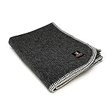 Thick Alpaca Wool Blanket Heavyweight Camping Outdoors Indoors Soft Peru Travel Size Solid Color Design (Dark Gray, Travel Size)