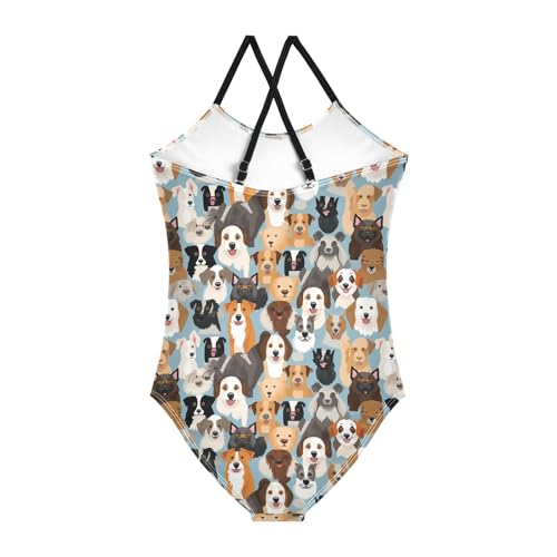 ALAZA Hipster Dog Puppy Girls Swimsuit Bathing Suit Beach Swimwear One Piece 3-10T2