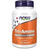 NOW Supplements, Tri-Amino with L-Arginine, L-Ornithine, L-Lysine, Supports Protein Metabolism*, 120...