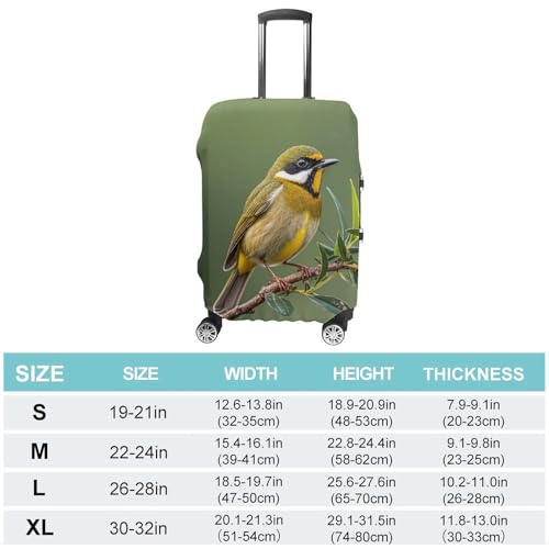Anti-Scratch Luggage Cover Outdoor Olive Green Flowering Birds Printed Luggage Case Protector Washable Suitcase Covers Elastic Suitcase Protector for Size XL (30-32 inches) Luggage2