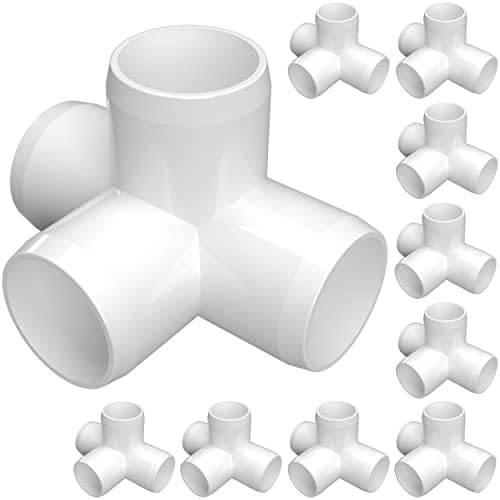FORMUFIT 1/2 inch 4-Way PVC Tee, Furniture Grade, 1/2” Size Fitting, White, Schedule 40 PVC Pipe Connector, Made in USA (Pack of 10)