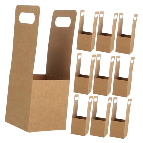 STOBAZA Space-saving Paperboard Cup Holder Single Drink Carrier Handle Disposable Cup Holder for Hot Cold Beverages