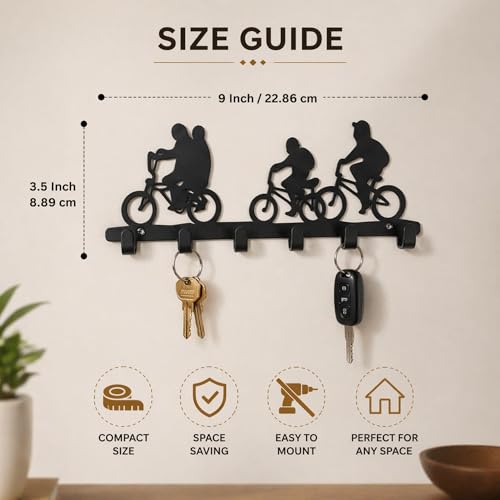 Image of Key Holder for Home, Metal Wall Mounted, 6 Hooks (Stranger Things Inspired Desighn)
