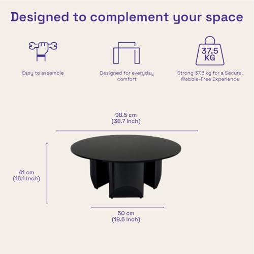 Image of Wakefit Center Table | 1 Yr Warranty | Coffee Table for Living Room Wooden, Tea Table for Living Room Wooden, Sofa Table, Free Installation from Brand, Modern Multi-Functional & Wobble-Free(Kopi)