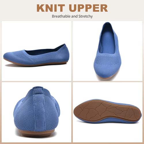 Image of Puxowe Women's Ballet Flats Breathable Knit Slip On Comfortable Round Toe Walking Shoes with Arch Support Insole for Work
