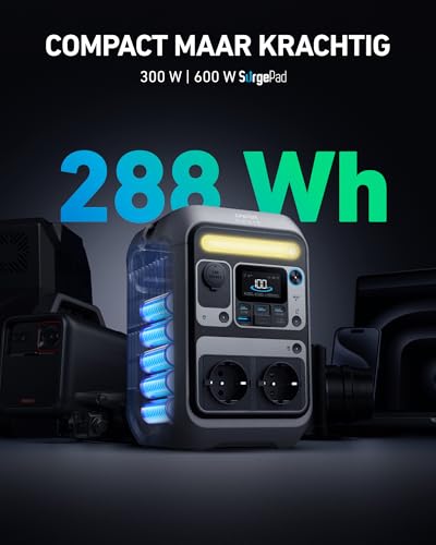 Anker SOLIX C300 Draagbare Powerstation 288Wh 300W (600W piek) LiFePO4 accu, 7 poorten, snelladen, compact - Afbeelding 3