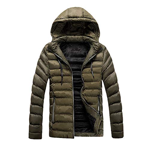 BUKINIE Chaqueta de plumón con capucha para hombre, ligera, grande y alto, acolchada, con aislamiento térmico, abrigo de invierno