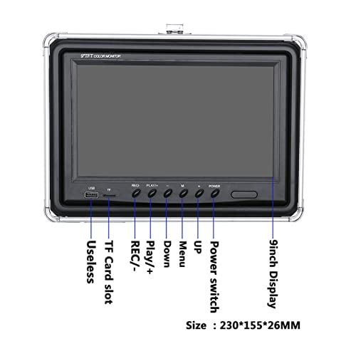 Kamera Wędkarska Podwójna lampa 9 cal DVR. Rejestrator1. 5 M 30m50m1000TVL1. sztuk biały Le DS + 15 Lampa na podczerwień do lodu/morza rzeki wędkarstwo podwodne kamery(F003AD-2L-50M)