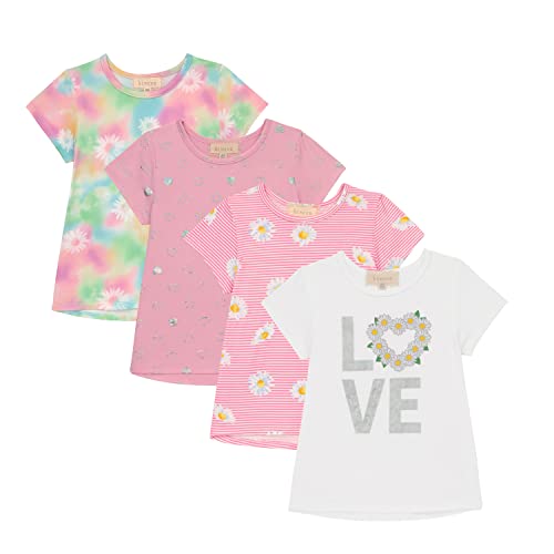 Btween Girls 4-Piece Summer Tops | Fashionable Short Sleeve T-Shirt | Casual Daily Shirt For Kids - Assorted Colors #TOP12