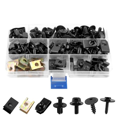 84 Pcs Car Trim Clips, Car Body Trim Clips Fasteners Screws and Bolts, Universal Automobile Trim Panel Clips, Auto Pin Rivet Set for Engine Undertray Screws, Repair Automotive Parts, Car Accessories
