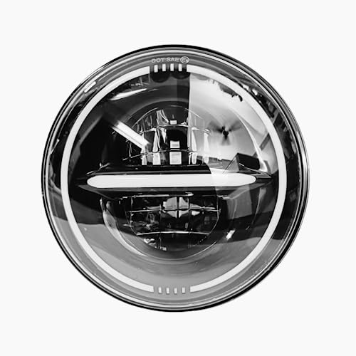 Image of Royalpiston Smart LED 7inch Headlight 75-110W-12V | 2023 CREE /Osram LED | (RP Minus with Ring) | Compatible with RE Hunter 350, Interceptor, continental GT 650, Himalayan, Classic Reborn etc