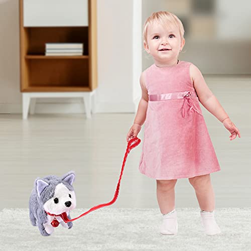Image of WorWoder Plush Husky Dog Toy Puppy Electronic Interactive Pet Dog - Walking, Barking, Tail Wagging, Stretching Companion Animal for Kids (Husky Dog)