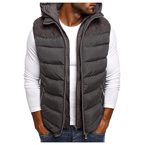 Chaleco acolchado sin mangas para hombre informal con cremallera y capucha para otoño invierno