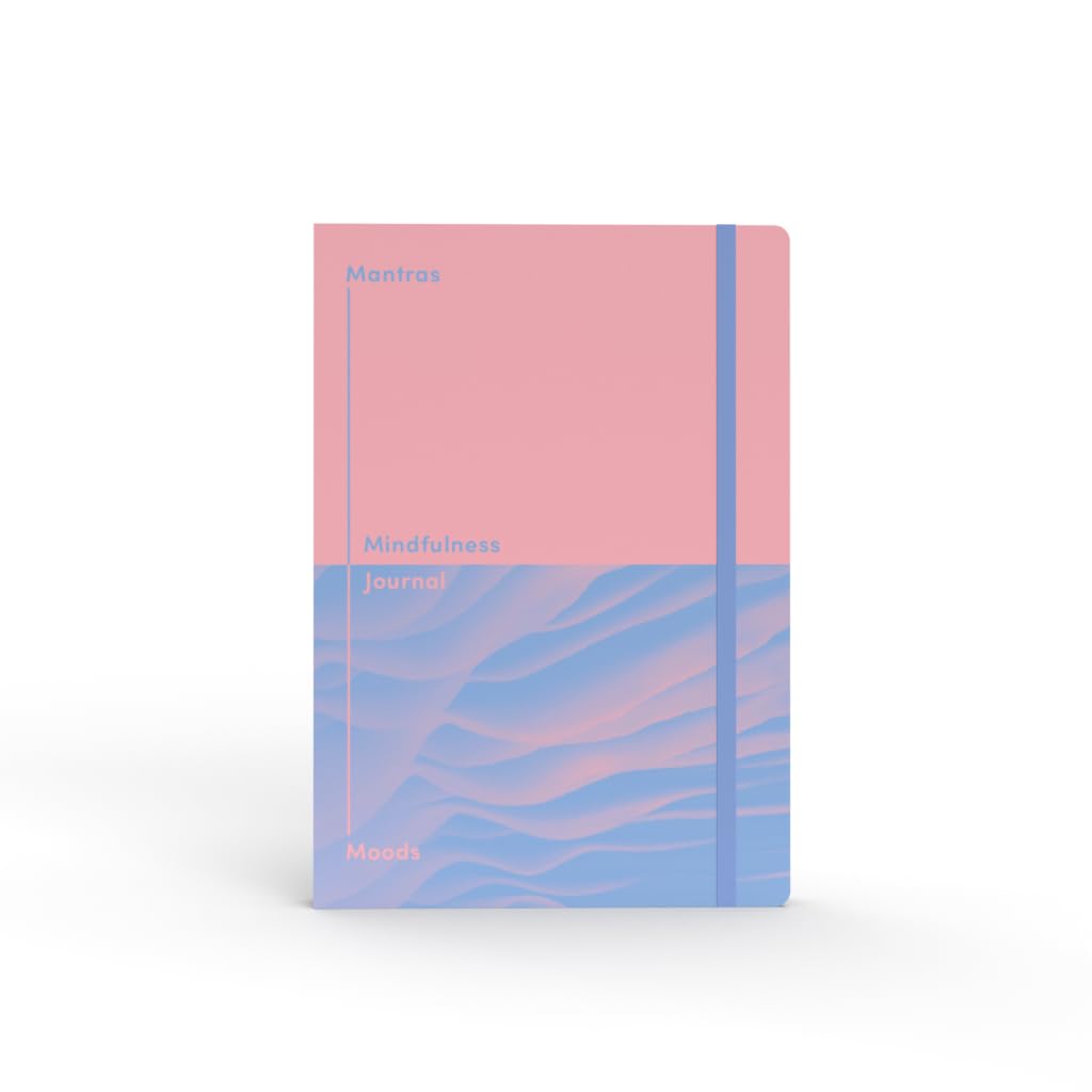 Jumble & Co Head & Heart A5 Self Care Journal - Mantras & Moods - 100% Recycled Paper - Pink/Light Blue
