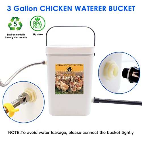 Gifank Automatic Chicken Waterer Float Controlled, 3 Gallons Poultry Waterer Dispenser With Hose Attachment And 1/2" Pvc Pipe, Automatic Chicken Waterer System For Chicks, Duck, Goose, Turkey #TOP3