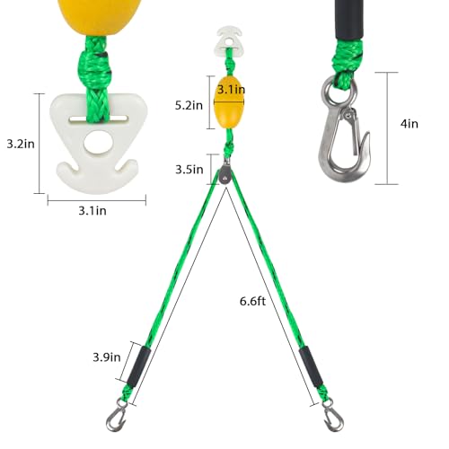 12FT Boat Tow Harness for Tubing, Water Ski Tow Rope Boat Harness with Stainless Steel Big Hooks, Boat Tow Rope for Watersports, Self Centering Tow Harness for Boat Water Sport Jet Ski Wakeboarding - image 2