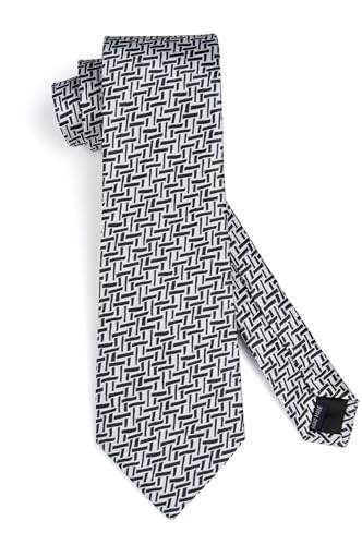 Image of HISDERN Mens Ties Solid Color Tie and Pocket Square Set Classic Woven Formal Neckties & Handkerchief Wedding Party