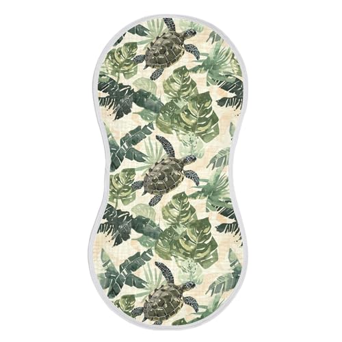 Image of Muslin Baby Burp Cloths, Palm Leaves and Sea Turtles Baby Bibs Rags Comfy Soft Absorbent in for Newborn Boys and Girls 1 Piece 22 x 11 Inch